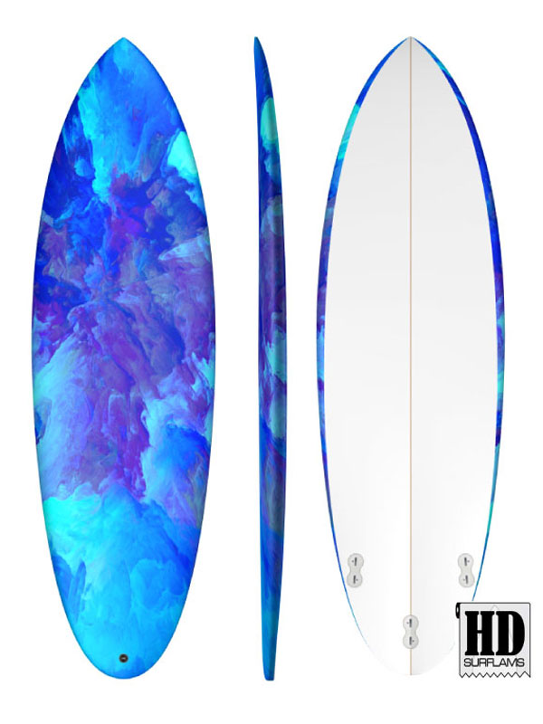 BLUE POWDER INLAY ART PRINTED LAMINA SPECIAL FIBERCLOTH FOR SURFBOARD GLASS-IN POLY-RESIN