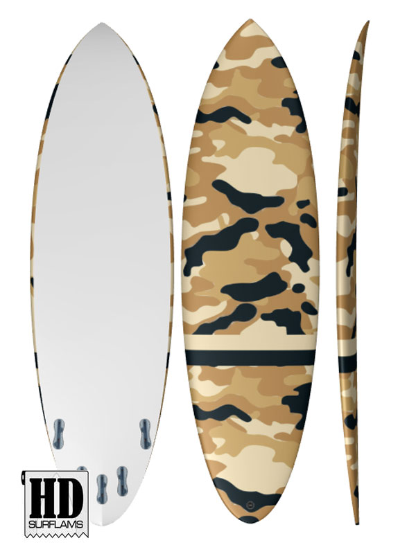 DESERT CAMO INLAY ART PRINTED LAMINA SPECIAL FIBERCLOTH FOR SURFBOARD GLASS-IN POLY-RESIN