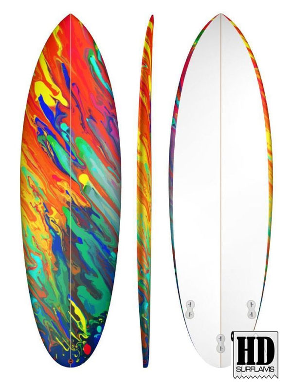 OIL ON CANVAS INLAY ART PRINTED LAMINA SPECIAL FIBERCLOTH FOR SURFBOARD GLASS-IN POLY-RESIN