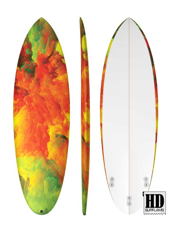 PC ORANGE INLAY ART PRINTED LAMINA SPECIAL FIBERCLOTH FOR SURFBOARD GLASS-IN POLY-RESIN