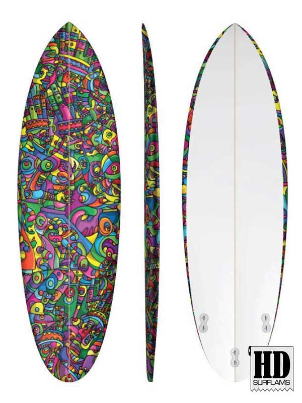 5 DE JUNIO INLAY ART PRINTED LAMINA SPECIAL FIBERCLOTH FOR SURFBOARD GLASS-IN POLY-RESIN
