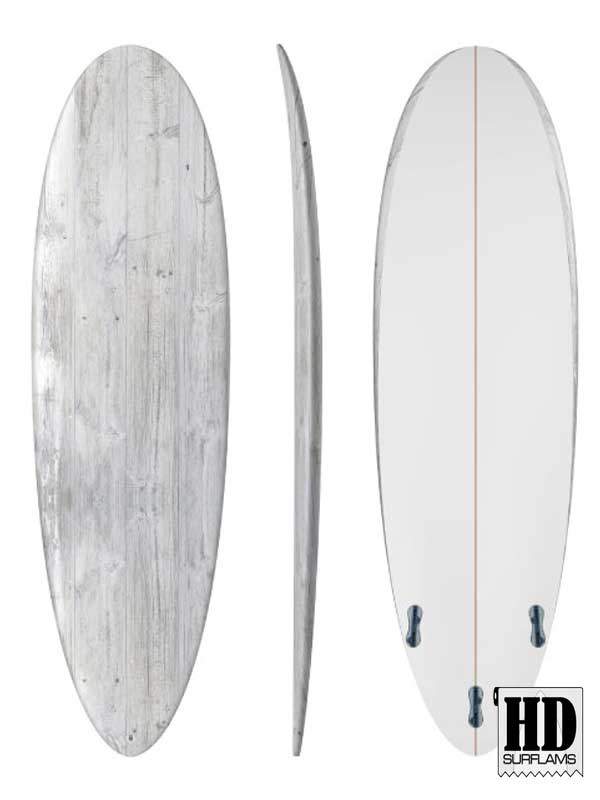 WHITE WOOD INLAY ART PRINTED LAMINA SPECIAL FIBERCLOTH FOR SURFBOARD GLASS-IN POLY-RESIN