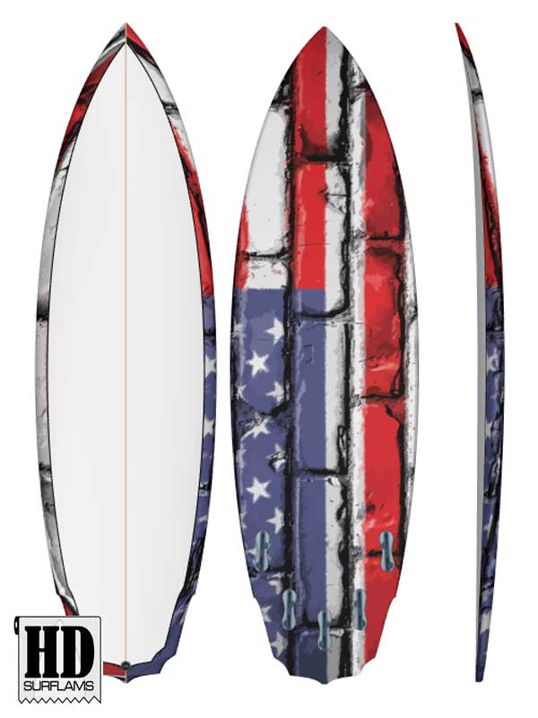 USA FLAG 2 INLAY PRINTED LAMINA CLOTH ART FOR SURFBOARD POLY-RESINS
