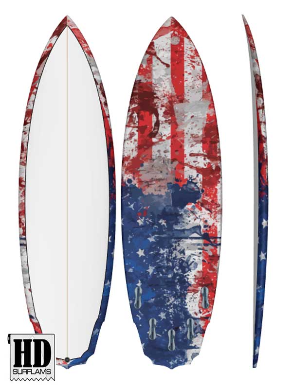 USA FLAG INLAY PRINTED LAMINA CLOTH ART FOR SURFBOARD POLY-RESINS