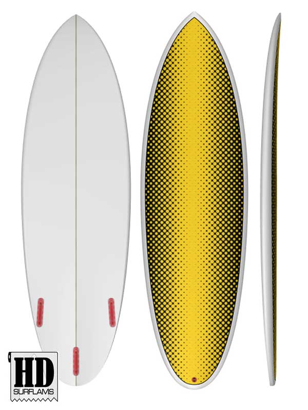 YELLOW POINTS INLAY ART PRINTED LAMINA CLOTH FOR SURFBOARD POLY-RESINS