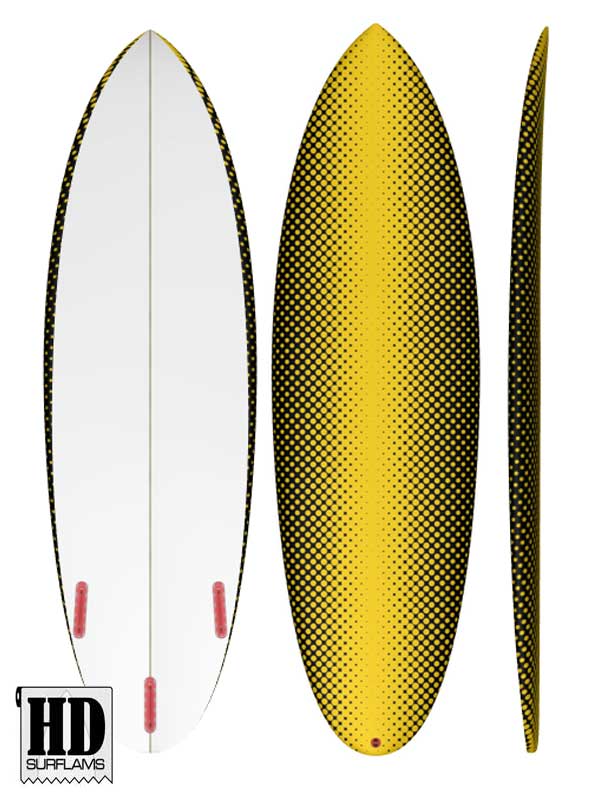 YELLOW POINTS INLAY ART PRINTED LAMINA CLOTH FOR SURFBOARD POLY-RESINS