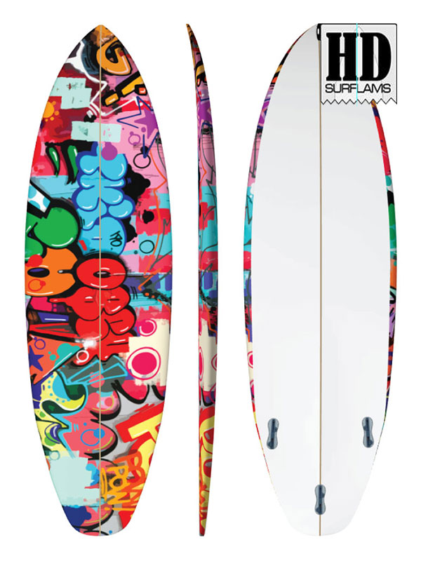 GRAFFITI STREET ART INLAY ART PRINTED LAMINA SPECIAL FIBERCLOTH FOR SURFBOARD GLASS-IN POLY-RESIN