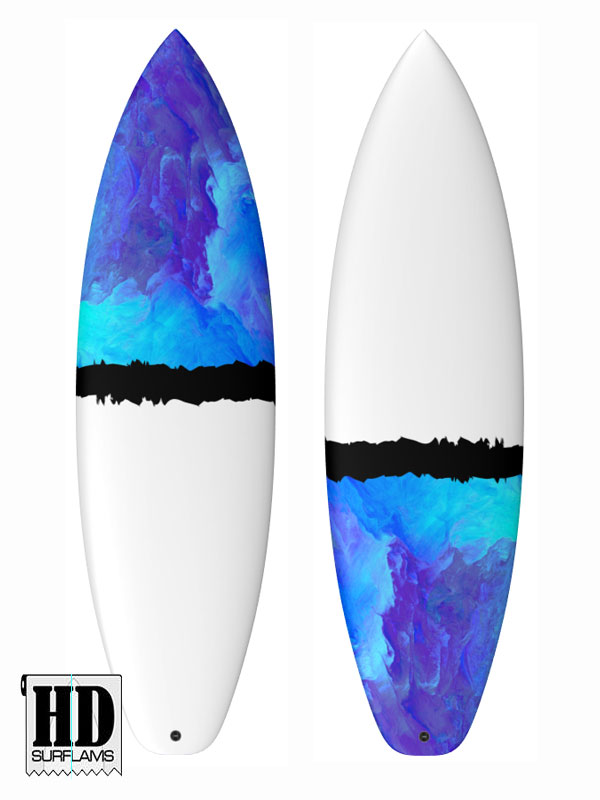 HALF BLUE POWDER INLAY ART PRINTED LAMINA SPECIAL FIBERCLOTH FOR SURFBOARD GLASS-IN POLY-RESIN