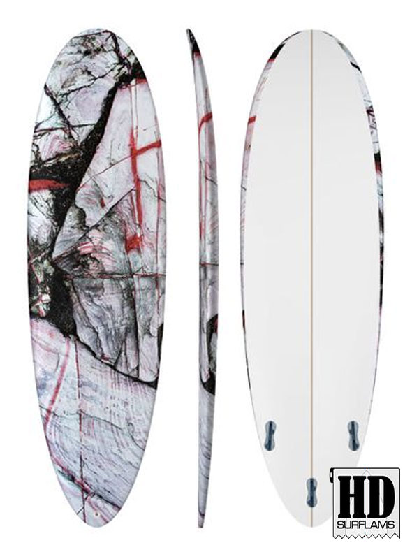 RED MARVEL SURFBOARD INLAY POLYESTER & EPOXY RESINS