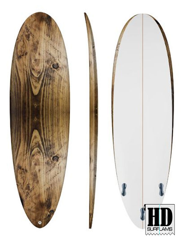 OLD WOOD SURFBOARD INLAY POLYESTER & EPOXY RESINS