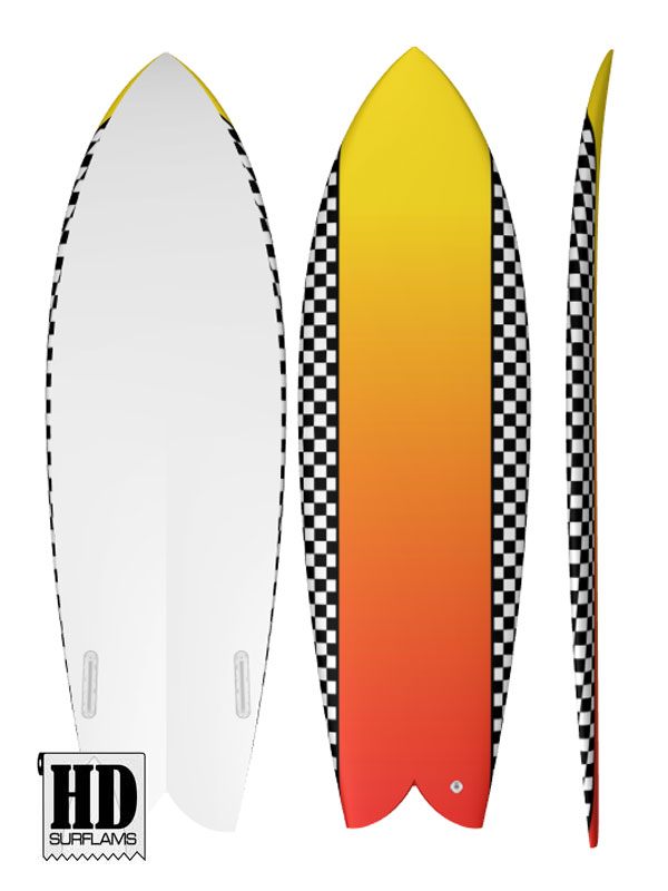 RETRO RACING INLAY ART PRINTED LAMINA SPECIAL FIBERCLOTH FOR SURFBOARD GLASS-IN POLY-RESIN
