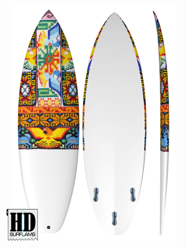 HALF CHAKIRA WHICHOL INLAY ART PRINTED LAMINA SPECIAL FIBERCLOTH FOR SURFBOARD GLASS-IN POLY-RESIN