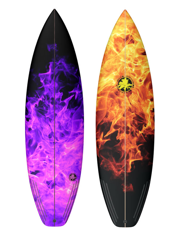 FLAMES INLAY ART PRINTED LAMINA SPECIAL FIBERCLOTH FOR SURFBOARD GLASS-IN POLY-RESIN